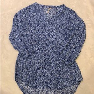 Blue and White Blouse